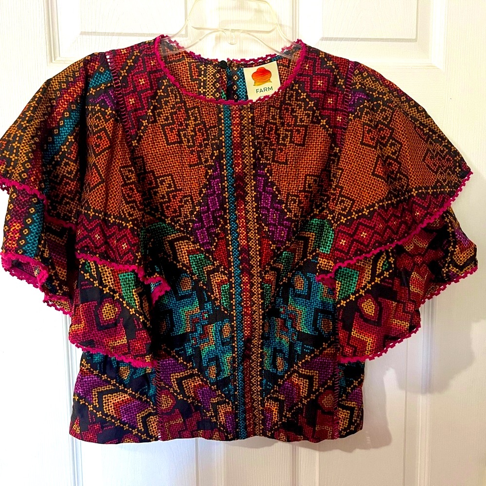 Farm Rio Yawanawa Stripes Blouse size small